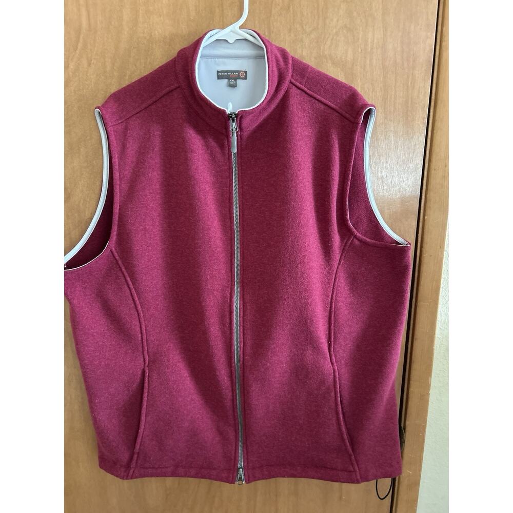 Peter Millar Vest Men's Cinnamon Red Crown Size 2XL Sweater Fleece Full Zip
